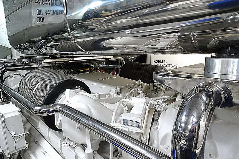 Slide: The Image of Engine room of a 2010 Azimut 100 Leonardo yacht, featuring Kohler power systems. - 57