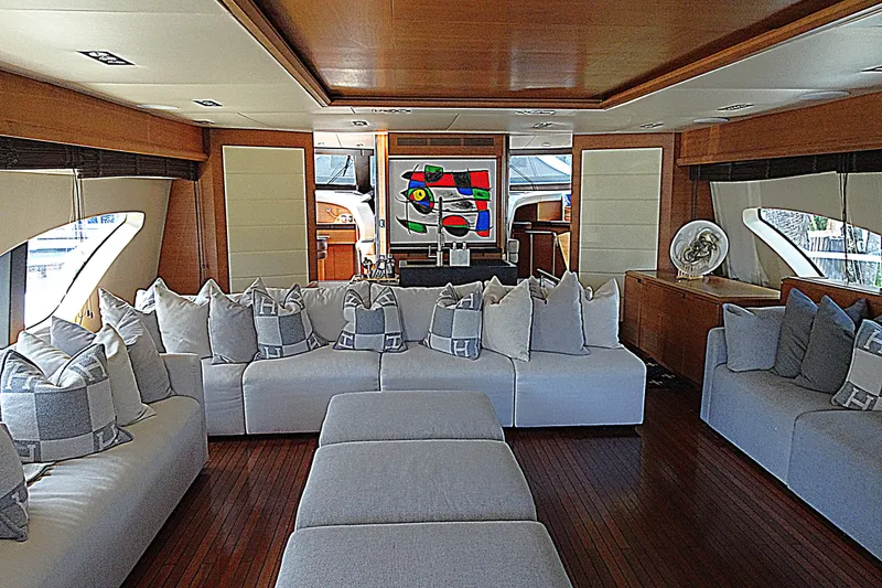 Slide: The Image of Luxurious interior of 2010 Azimut 100 Leonardo yacht with elegant seating and modern decor. - 12