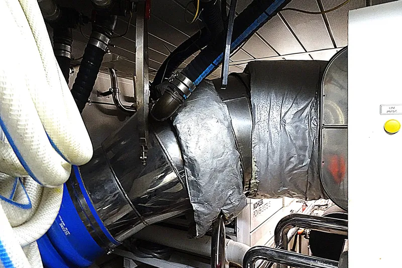 Slide: The Image of Engine room of 2010 Azimut 100 Leonardo yacht with insulated pipes and machinery. - 60