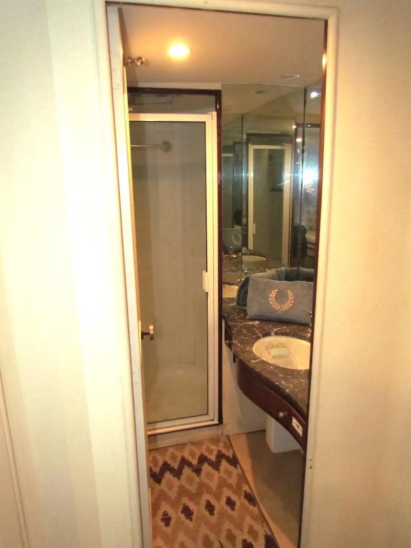 Slide: The Image of Bathroom interior of 1972 Hargrave 67 Motor Yacht with shower and sink. - 31