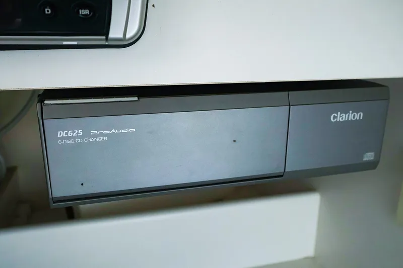 Slide: The Image of Clarion DC625 ProAudio 6-disc CD changer installed in a 2003 Tiara Yachts 2900 Coronet. - 23