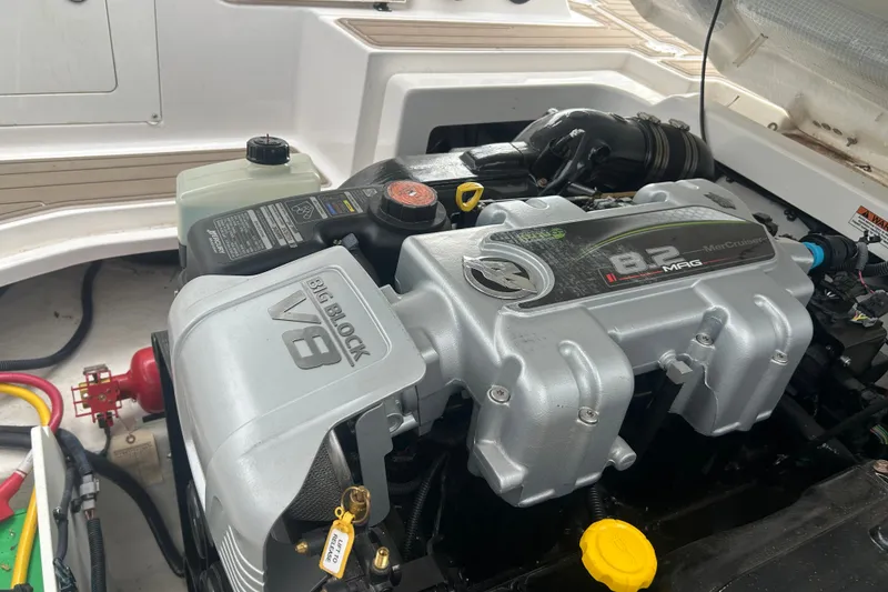 Slide: The Image of 2023 Monterey M6 boat engine, featuring a powerful 8.2 MAG V8 MerCruiser motor. - 24