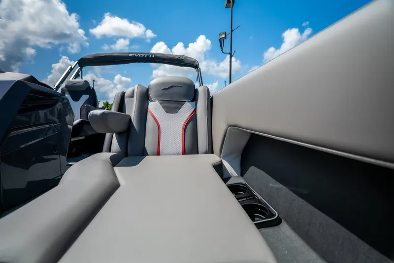 Slide: The Image of Luxurious interior of 2026 Evotti 725QL boat under a clear blue sky. - 33