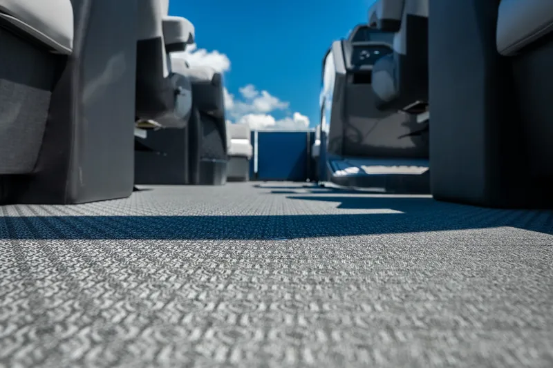 Slide: The Image of Interior view of 2026 Evotti 725QL boat, showcasing luxurious seating and textured flooring. - 50