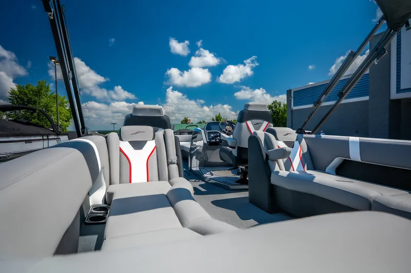 Slide: The Image of Luxurious interior of 2026 Evotti 725QL boat under a clear blue sky. - 47