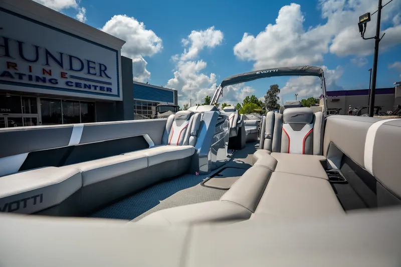 Slide: The Image of 2026 Evotti 725QL luxury boat interior at Thunder Marine Boating Center. - 23