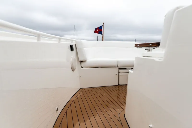 Slide: The Image of 2026 Hinckley Picnic Boat 39 with sleek deck and comfortable seating. - 18