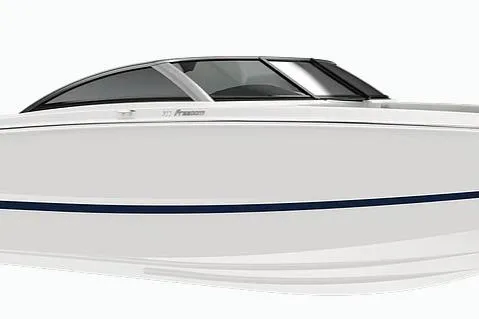 Slide: The Image of 2026 Four Winns H1 Freedom boat, sleek white design with blue accent stripe. - 45