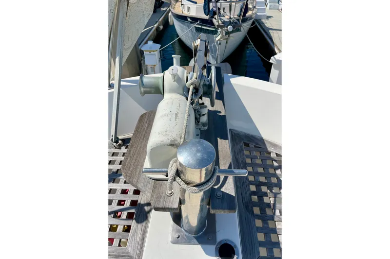 Slide: The Image of 1985 CHB 42 boat deck with winch and mooring equipment. - 4