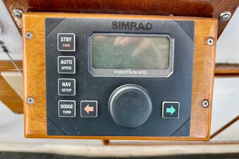 Slide: The Image of Simrad Robertson AP22 autopilot control panel on 1985 CHB 42 boat. - 19