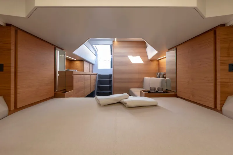Slide: The Image of Luxurious interior of 2026 Wally wallytender48X yacht with modern wood finishes. - 19