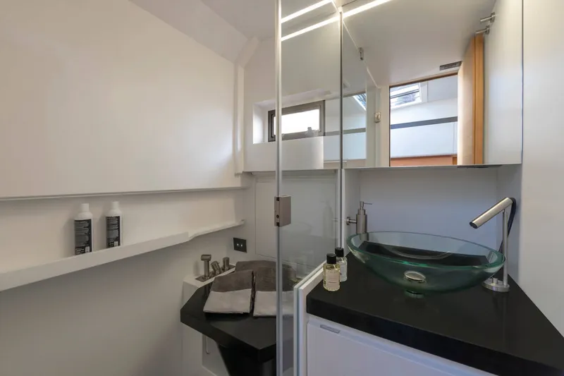 Slide: The Image of Modern bathroom in 2026 Wally wallytender48X yacht with glass sink and sleek fixtures. - 18