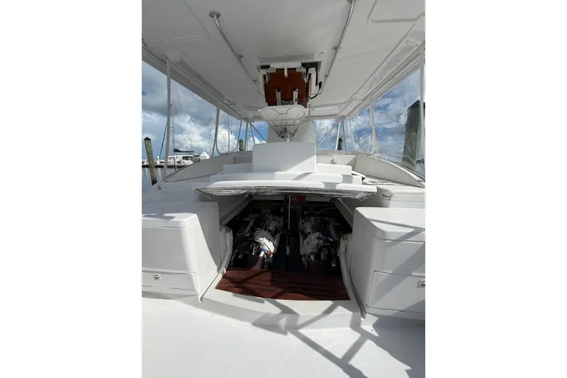 Slide: The Image of 1998 Luhrs 40 Open yacht engine compartment, showcasing interior and mechanical details. - 26