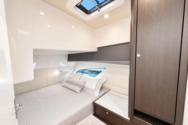 Slide: The Image of Luxurious cabin interior of 2022 Intrepid 477 Evolution yacht with modern design. - 34
