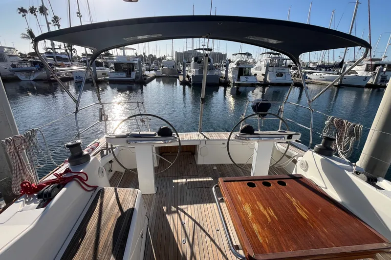 Slide: The Image of Cockpit view of 2013 Bavaria Vision 46 sailboat docked at marina. - 10