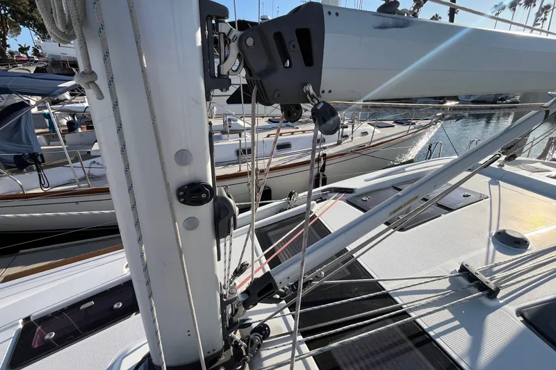 Slide: The Image of 2013 Bavaria Vision 46 sailboat mast and rigging in marina setting. - 7