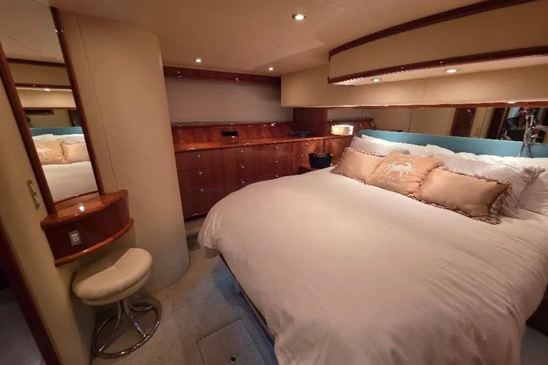 Slide: The Image of Luxurious bedroom interior of 2008 Neptunus Flybridge MY yacht with elegant wood finishes. - 150