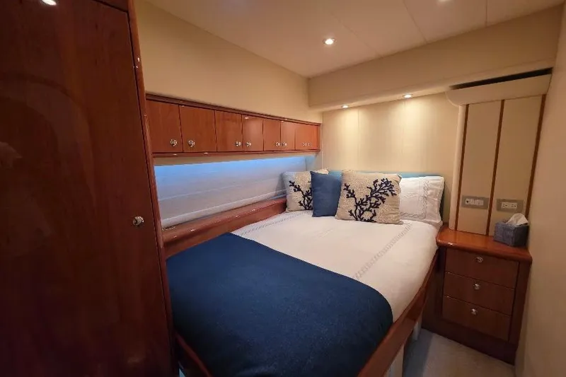 Slide: The Image of Luxurious bedroom interior of 2008 Neptunus Flybridge MY yacht with elegant wood finishes. - 138