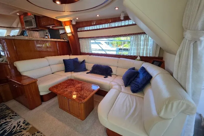 Slide: The Image of Luxurious 2008 Neptunus Flybridge MY yacht interior with plush seating and elegant decor. - 81