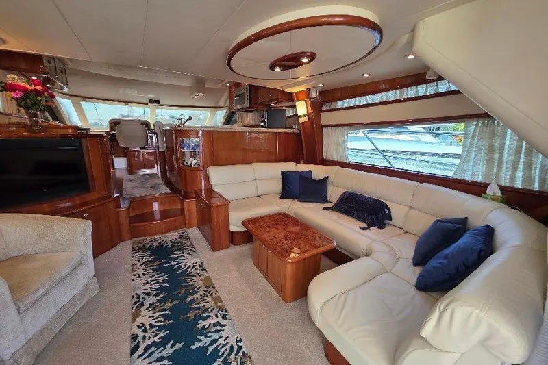 Slide: The Image of Luxurious 2008 Neptunus Flybridge MY yacht interior with elegant seating and modern decor. - 53