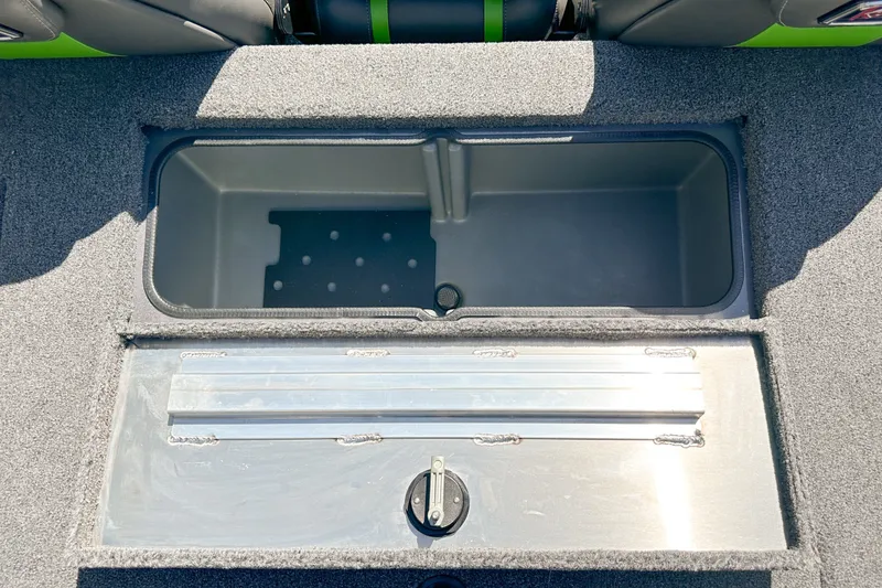 Slide: The Image of 2019 Ranger RT178 boat storage compartment with open lid, showcasing interior space. - 12