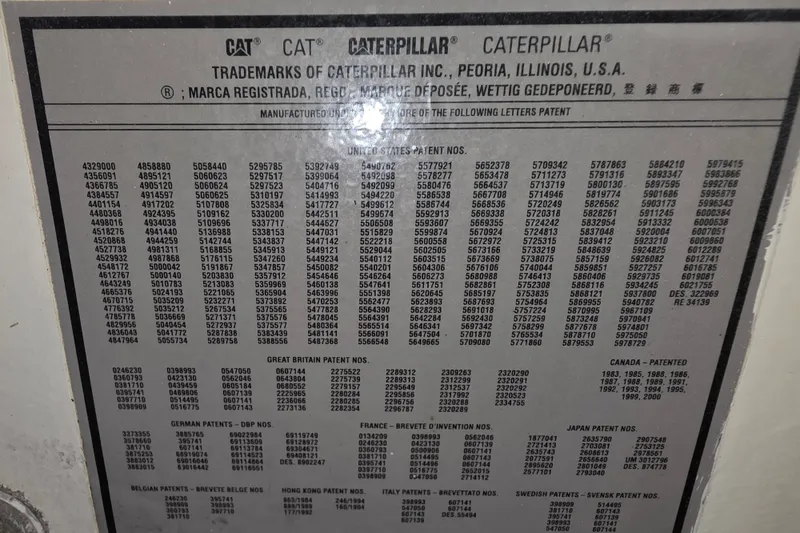 Slide: The Image of Patent information plaque for Caterpillar, featuring various international patent numbers. - 41