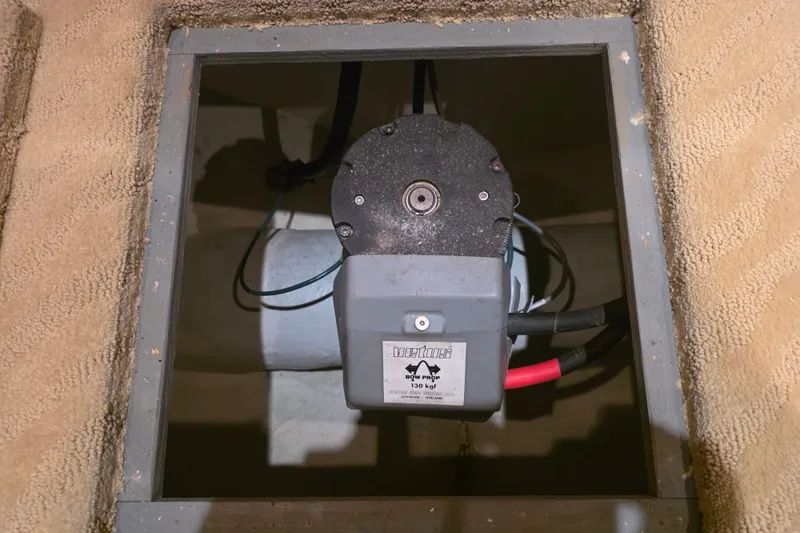 Slide: The Image of Bow thruster motor in a 2002 Neptunus 56 Flybridge yacht compartment. - 79