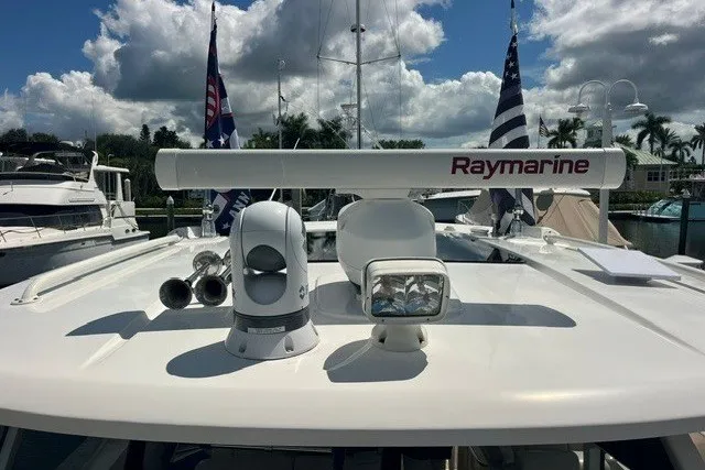 Slide: The Image of 2019 Boston Whaler 380 Realm with Raymarine radar and camera on deck. - 14