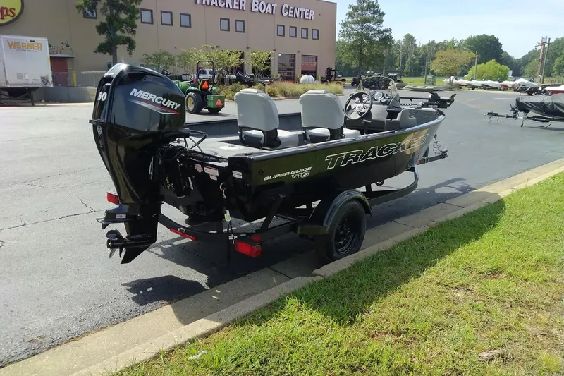 Slide: The Image of 2027 Tracker Super Guide V-16 SC boat with Mercury engine at Tracker Boat Center. - 42