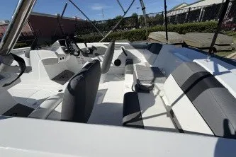 Slide: The Image of 2027 Tahoe T21 boat interior with sleek seating and modern design. - 3