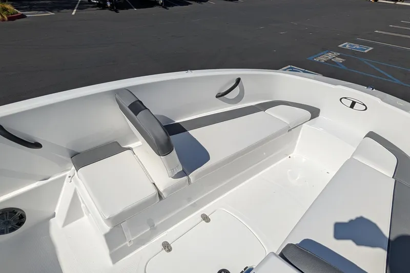 Slide: The Image of Interior view of a 2027 Tahoe T16 boat, featuring sleek seating and modern design. - 7