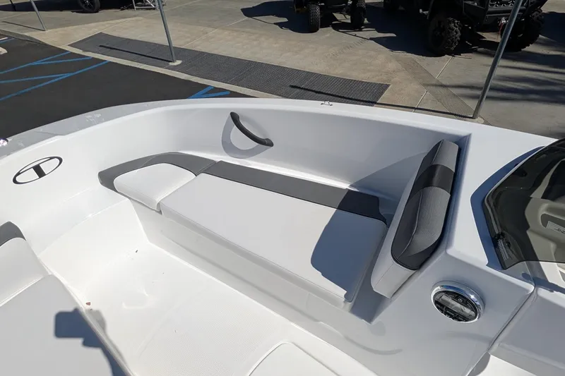 Slide: The Image of 2027 Tahoe T16 boat interior with sleek seating and modern design. - 6