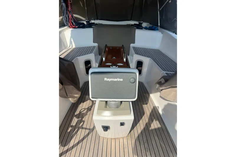 Slide: The Image of Cockpit of 2013 Jeanneau Sun Odyssey 44 DS with Raymarine navigation system. - 38
