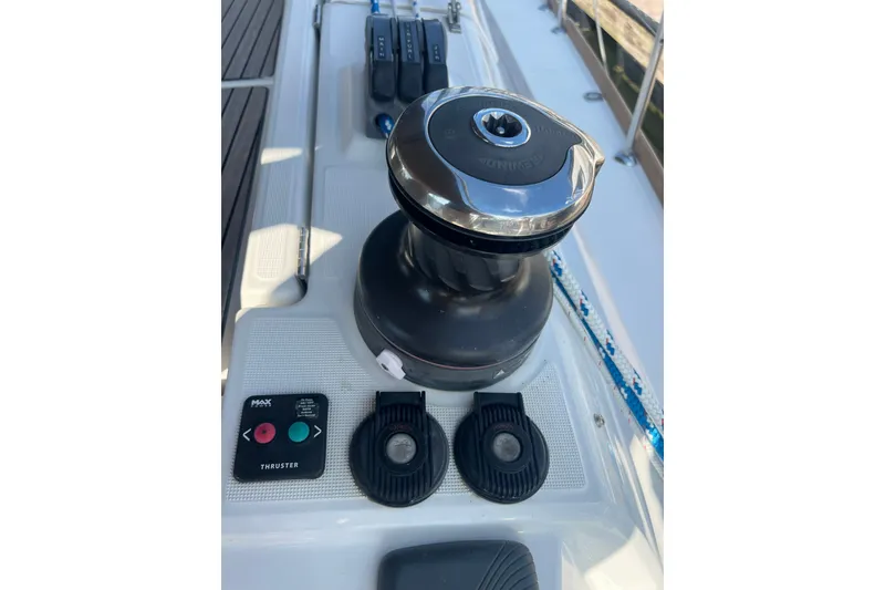 Slide: The Image of Jeanneau Sun Odyssey 44 DS 2013 sailboat deck with winch and controls. - 29