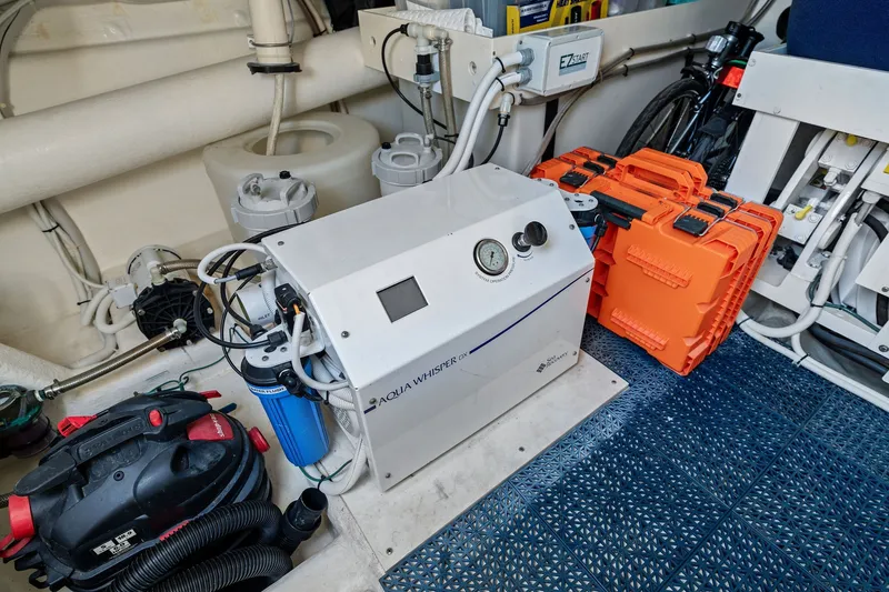 Slide: The Image of Engine room of 2016 Maritimo M58 yacht with Aqua Whisper DX system and equipment. - 59