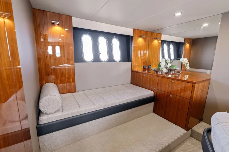 Slide: The Image of Luxurious interior of 2016 Maritimo M58 yacht with elegant wood finishes and comfortable seating. - 41
