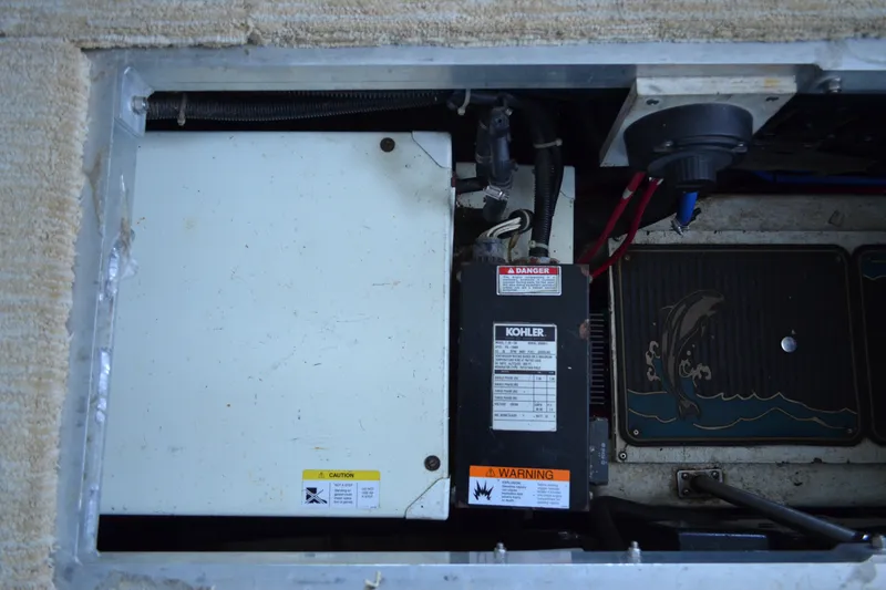 Slide: The Image of Engine compartment of 2000 Carver 356 Aft Cabin Motor Yacht with Kohler generator. - 54