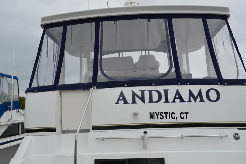 Slide: The Image of Carver 356 Aft Cabin Motor Yacht 2000, named Andiamo, docked in Mystic, CT. - 3
