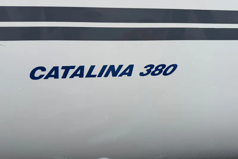 Slide: The Image of Catalina 380 sailboat logo on hull, 1998 model. - 1