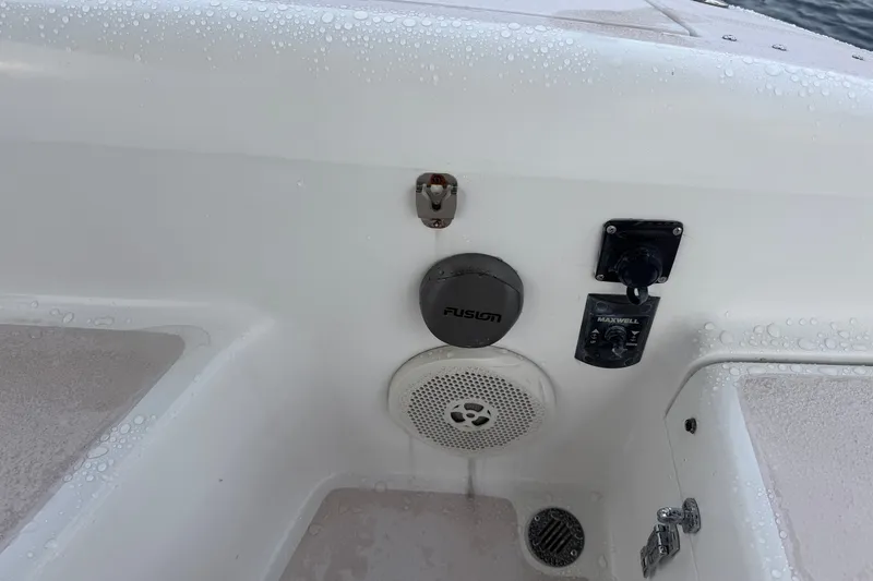 Slide: The Image of Control panel on a 1998 Catalina 380 boat with Fusion speaker and Maxwell switch. - 8