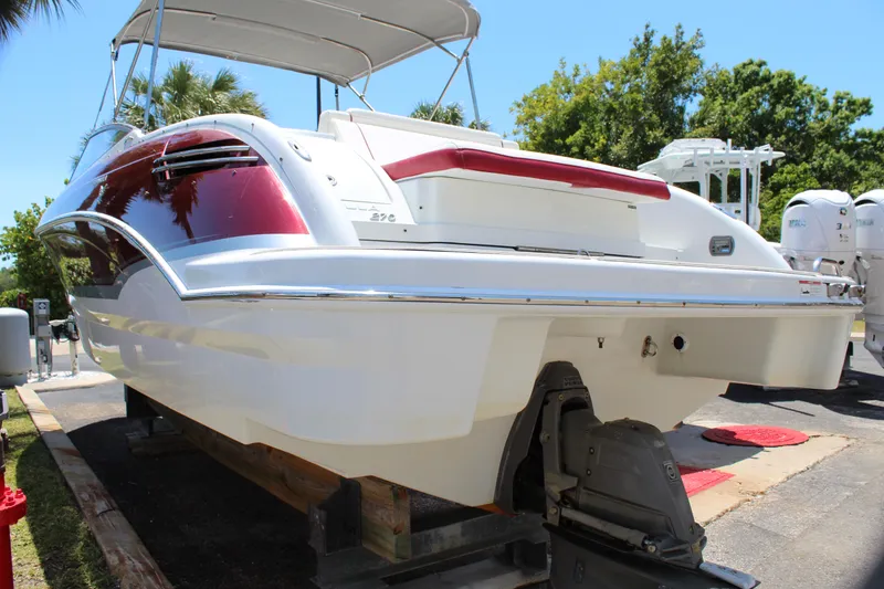 Slide: The Image of 2011 Formula 270 Bowrider boat on a trailer, rear view. - 18
