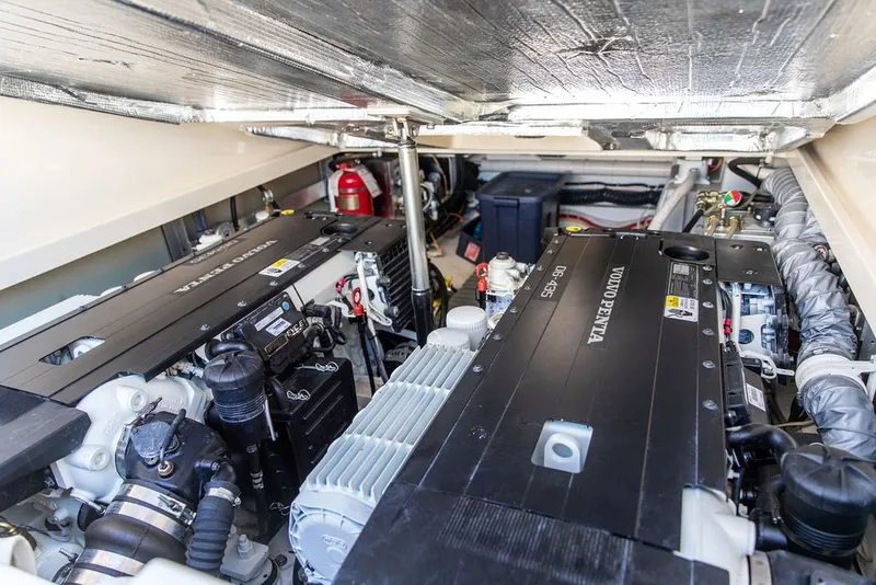 Slide: The Image of Engine compartment of 2017 Hinckley Picnic Boat 37 MKIII with Volvo Penta engines. - 19