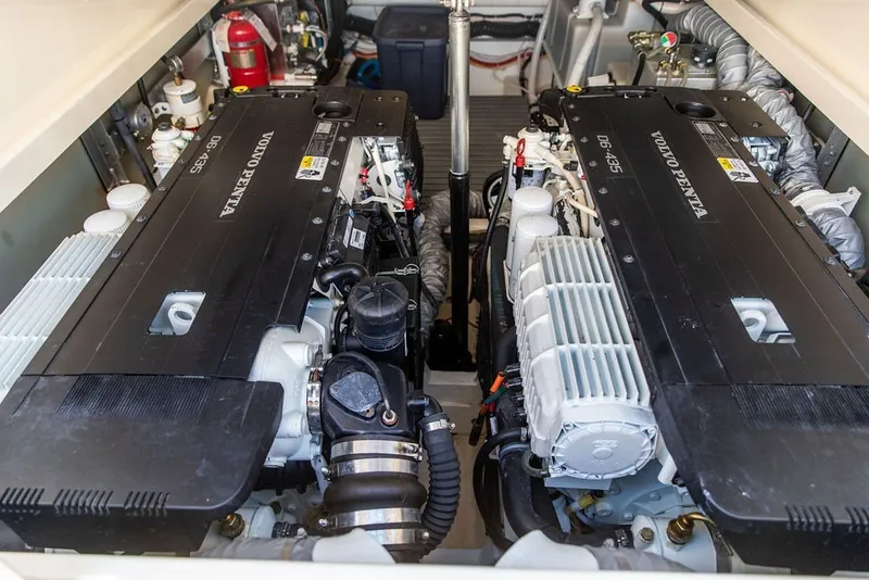 Slide: The Image of Engine room of 2017 Hinckley Picnic Boat 37 MKIII with twin Volvo Penta engines. - 20