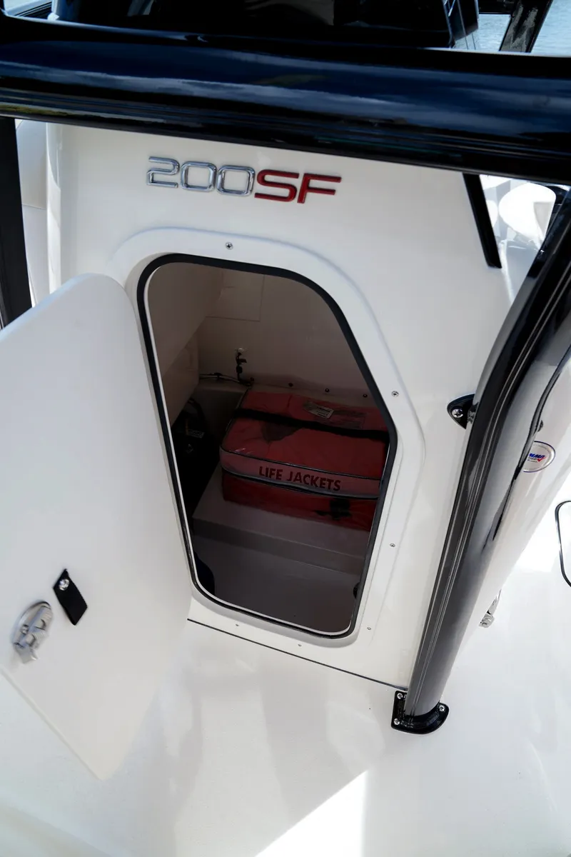 Slide: The Image of Scout 200 Sportfish 2027 with storage compartment for life jackets. - 38