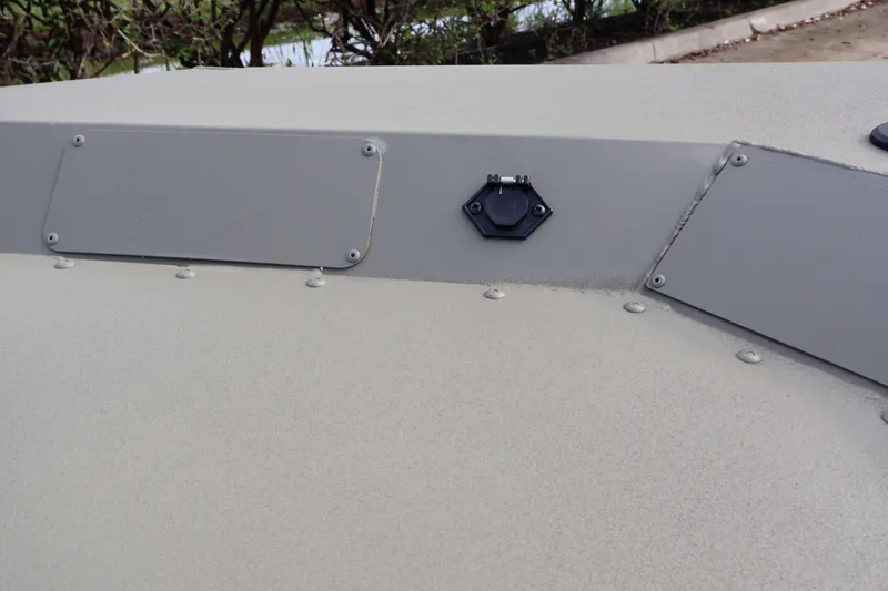 Slide: The Image of Close-up of 2027 Tracker Grizzly 1648 SC boat's exterior detailing and hardware. - 14