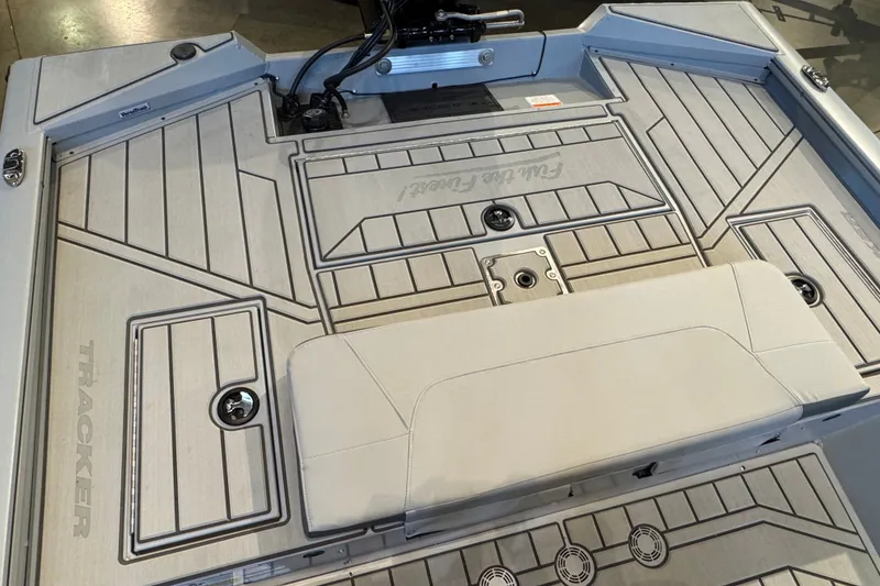 Slide: The Image of 2027 Tracker Bass Tracker 175 CC boat interior with sleek, modern design and seating. - 18