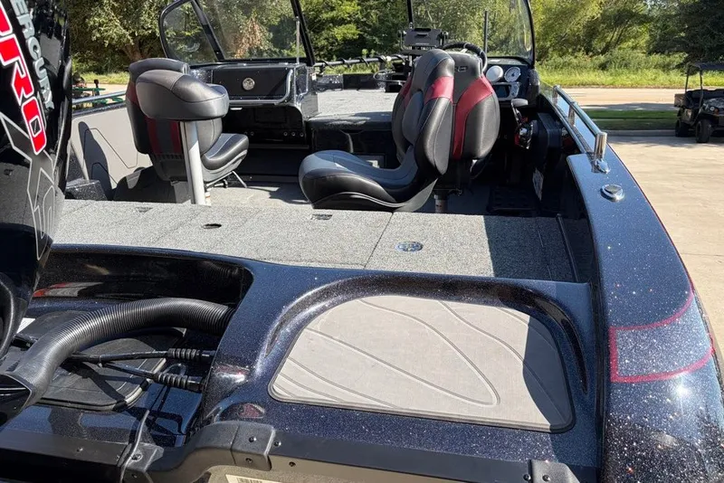 Slide: The Image of 2027 Nitro ZV19 Pro boat interior with sleek seating and modern dashboard. - 13