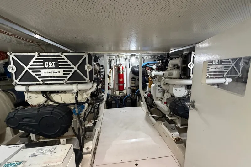 Slide: The Image of Engine room of 2004 Neptunus 56 Flybridge with CAT marine power engines. - 58