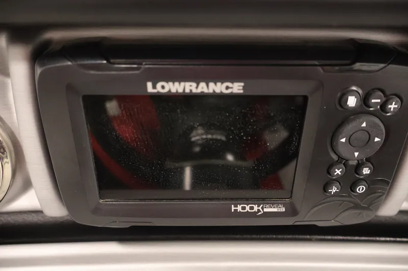 Slide: The Image of Lowrance Hook Reveal fish finder on 2023 South Bay S222RS boat dashboard. - 21