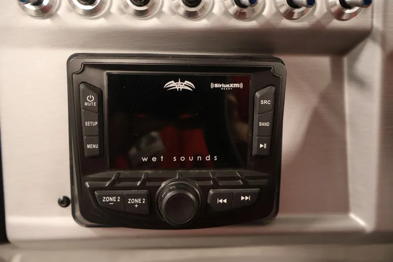 Slide: The Image of 2023 South Bay S222RS audio system with Wet Sounds display and controls. - 23